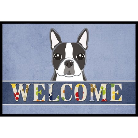 Carolines Treasures Boston Terrier Welcome Indoor & Outdoor Mat, 18 x 27 in. CA77346